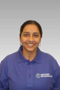 Photo of Veena Trivedi-Mhatre, OT, of Seaview Orthopaedics orthopedic physical therapy and occupational therapy team.